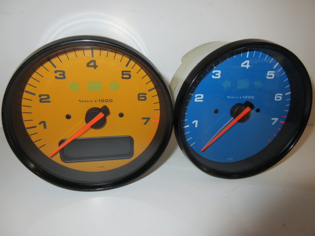 Porsche Yellow and Blue Rev Counters