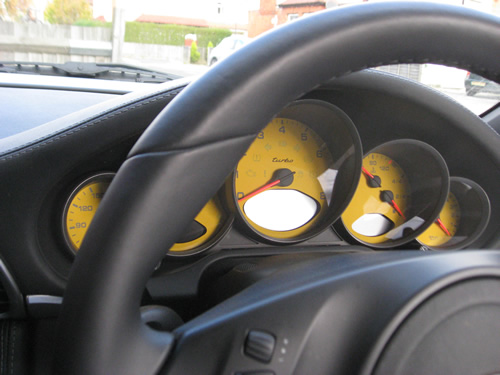 Porsche 997 Turbo Custom Yellow Dials Installed