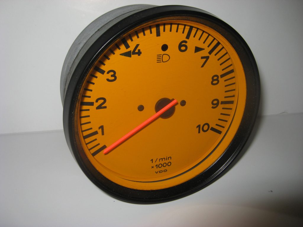 Porsche Race Tachometer with Orange Face and Black Numbers